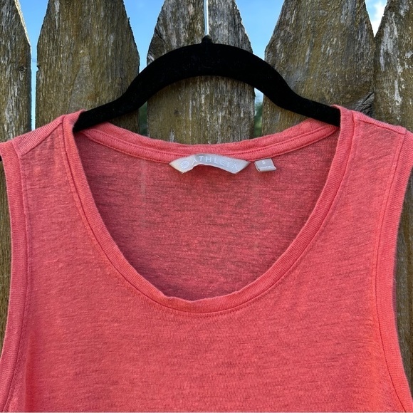 Athleta Knot Zephyr Tank Top Coral 100% Linen Sz S - Picture 6 of 11